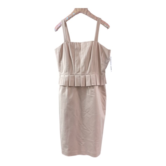 ANTONIO MELANI Dresses & Skirts - New Antonio Melani pink cotton pleat front dress corset top midi length straps